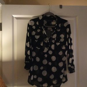 Black and white circle blouse